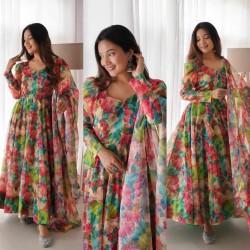 Summer special tabby organza silk anarkali suit